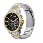 Armani Exchange Men’s Quartz Two Tone Stainless Steel Black Dial 44mm Watch AX7148